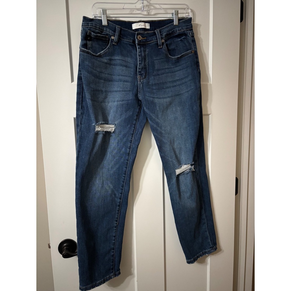 KanCan Women's Jeans Size 29 Dark Wash Denim Distressed Ripped Knee Casual